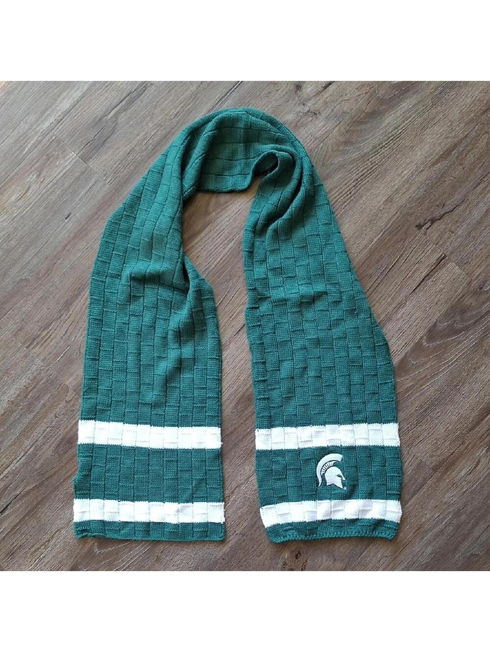 Michigan State University Green And White Scarf